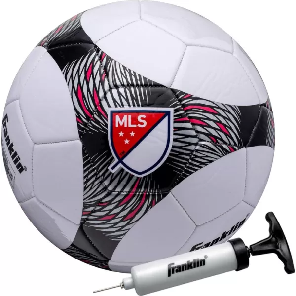 Franklin Sports MLS Pro Vent Soccer Ball  Soft Cover  Official Size and Weight Soccer Ball  Air Pump IncludedSize 4  Ages 812