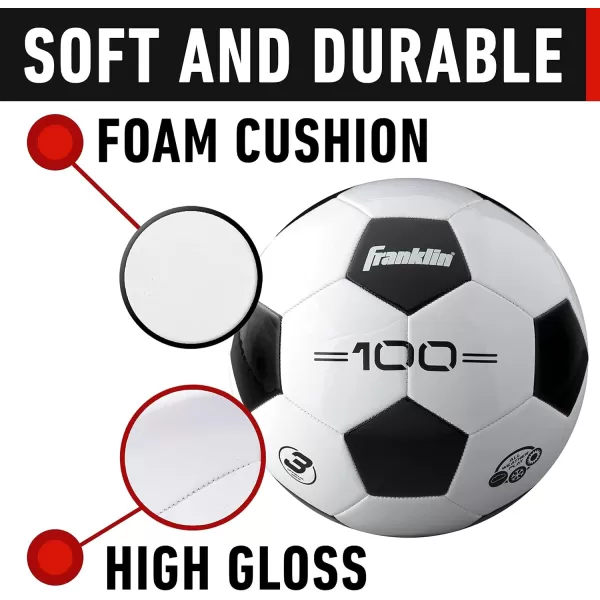 Franklin Sports Soccer Balls  Youth  Adult Soccer Balls  Size 3 4  5 Soccer Balls  Single  Bulk Packs  Black  WhiteSize 3  1 Inflated Ball