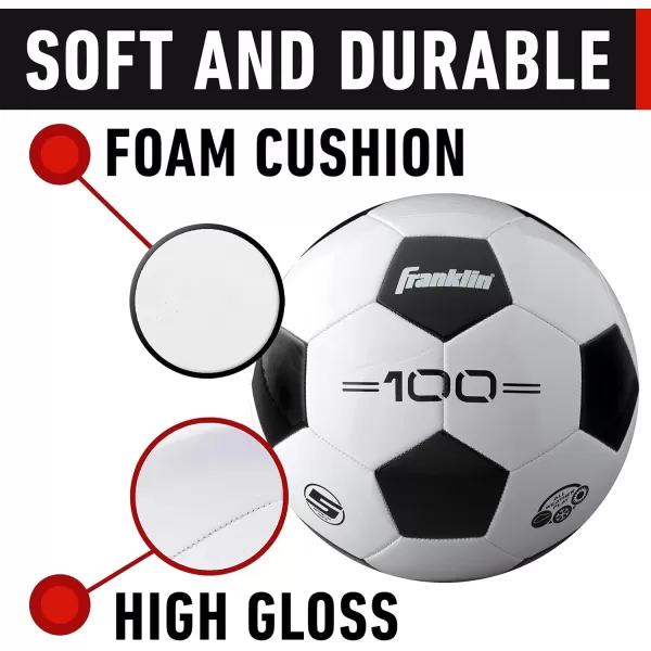 Franklin Sports Soccer Balls  Youth  Adult Soccer Balls  Size 3 4  5 Soccer Balls  Single  Bulk Packs  Black  WhiteSize 5  1 Inflated Ball