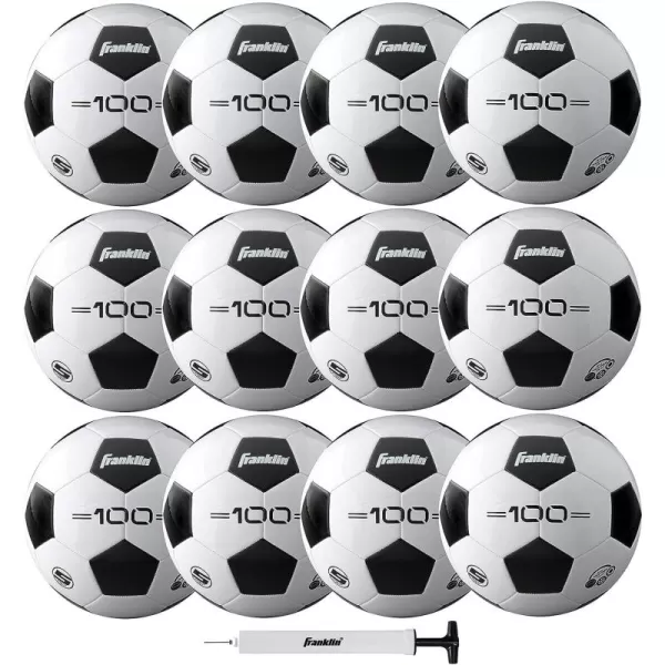 Franklin Sports Soccer Balls  Youth  Adult Soccer Balls  Size 3 4  5 Soccer Balls  Single  Bulk Packs  Black  WhiteSize 5  12 Deflated Balls with Pump