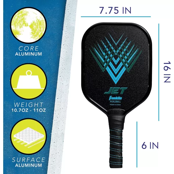 Franklin Sports Pickleball Paddle  Titus  Jet Aluminum Plated Pickleball Paddles  USA Pickleball USAPA Approved Paddle  8mm Thick CoreBlue