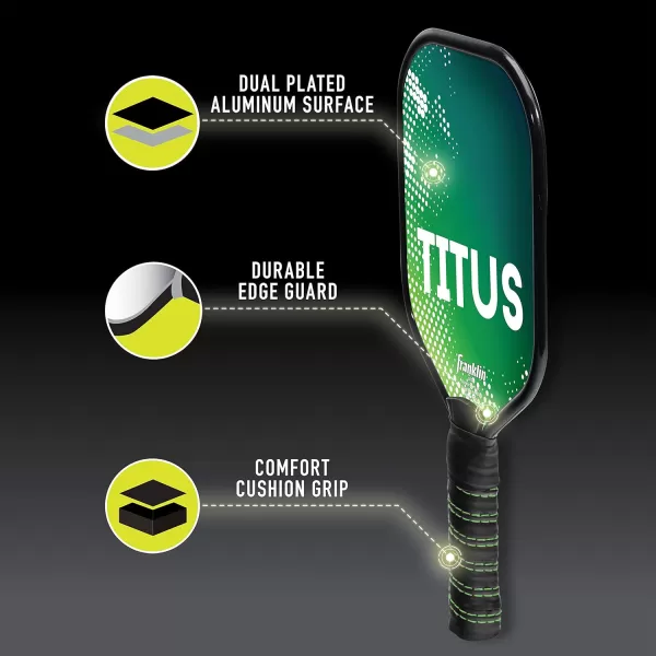 Franklin Sports Pickleball Paddle  Titus  Jet Aluminum Plated Pickleball Paddles  USA Pickleball USAPA Approved Paddle  8mm Thick CoreGreen