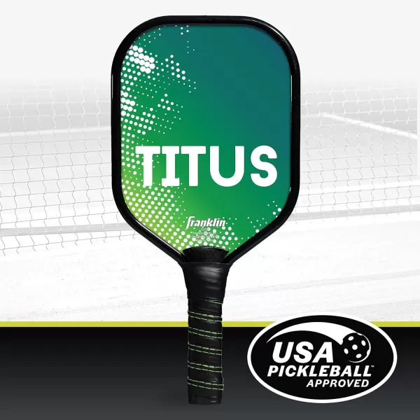 Franklin Sports Pickleball Paddle  Titus  Jet Aluminum Plated Pickleball Paddles  USA Pickleball USAPA Approved Paddle  8mm Thick CoreGreen