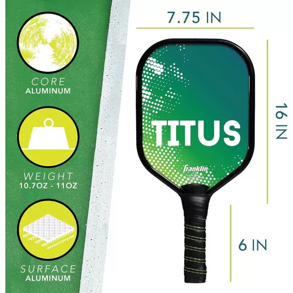 Franklin Sports Pickleball Paddle  Titus  Jet Aluminum Plated Pickleball Paddles  USA Pickleball USAPA Approved Paddle  8mm Thick CoreGreen