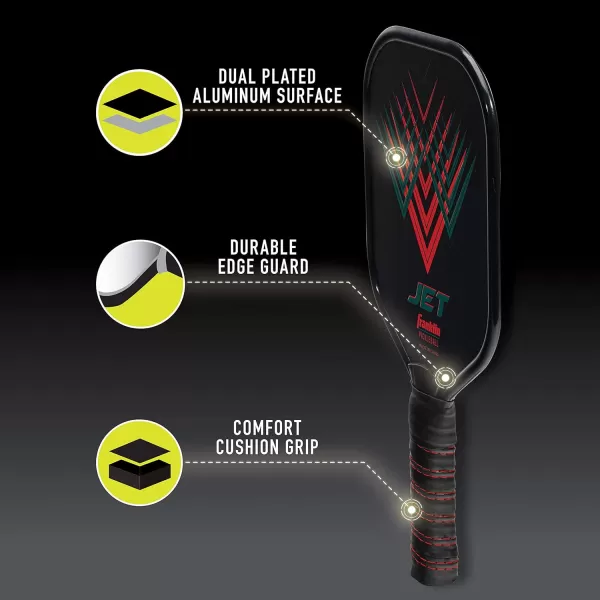 Franklin Sports Pickleball Paddle  Titus  Jet Aluminum Plated Pickleball Paddles  USA Pickleball USAPA Approved Paddle  8mm Thick CoreRed