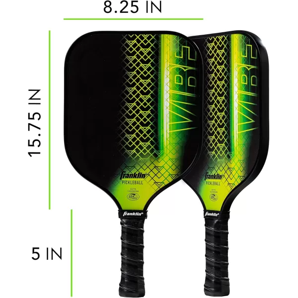 Franklin Sports Pickleball Paddle  Vibe Polypropylene Core Pickleball Racket  Official USA Pickleball USAPA Approved Pickleball Paddle  Lightweight Pro Racket  Green  13mm Thick CoreVibe Stripe