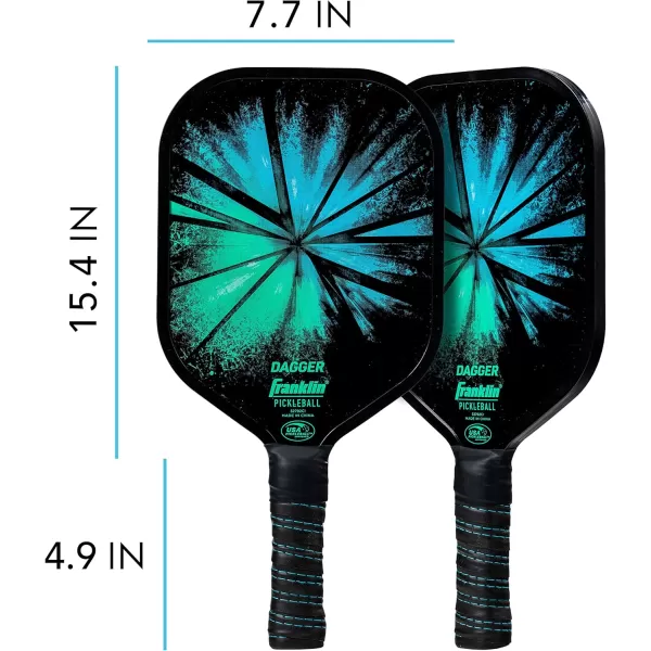 Franklin Sports Pickleball Paddle and Ball Set  2 Dagger Fiberglass Pickleball Rackets  4 X40 Pickleballs  USA Pickleball USAPA Approved  2 Player Pickleball Paddles  Balls Set