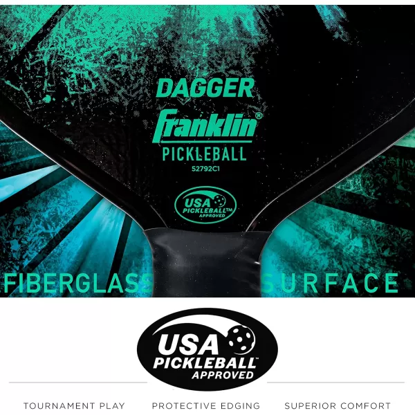 Franklin Sports Pickleball Paddle and Ball Set  2 Dagger Fiberglass Pickleball Rackets  4 X40 Pickleballs  USA Pickleball USAPA Approved  2 Player Pickleball Paddles  Balls Set
