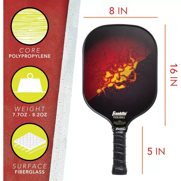 Franklin Sports Pickleball Paddle and Ball Set  2 Fiberglass Pickleball Rackets  4 X40 Pickleballs  USA Pickleball USAPA Approved RedYellow