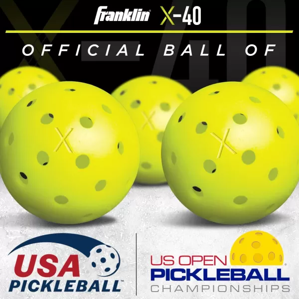 Franklin Sports Pickleball Paddle and Ball Set  2 Fiberglass Pickleball Rackets  4 X40 Pickleballs  USA Pickleball USAPA Approved RedYellow