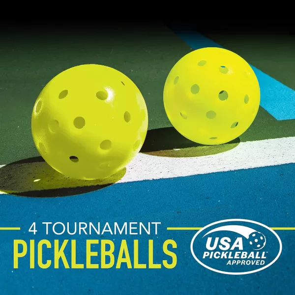 Franklin Sports Pickleball Paddle and Ball Set  2 Fiberglass Pickleball Rackets  4 X40 Pickleballs  USA Pickleball USAPA Approved RedYellow