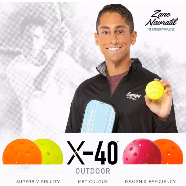 Franklin Sports Pickleball Paddle and Ball Set  2 Fiberglass Pickleball Rackets  4 X40 Pickleballs  USA Pickleball USAPA Approved RedYellow