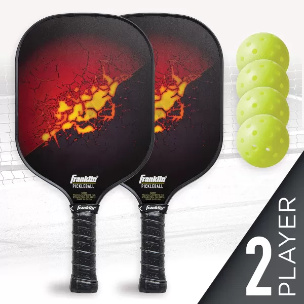 Franklin Sports Pickleball Paddle and Ball Set  2 Fiberglass Pickleball Rackets  4 X40 Pickleballs  USA Pickleball USAPA Approved RedYellow