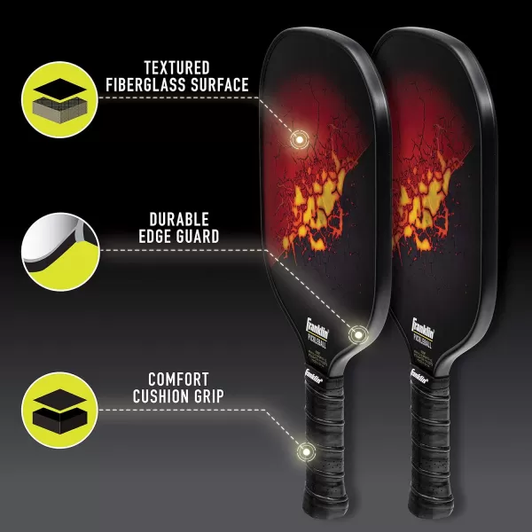 Franklin Sports Pickleball Paddle and Ball Set  2 Fiberglass Pickleball Rackets  4 X40 Pickleballs  USA Pickleball USAPA Approved RedYellow