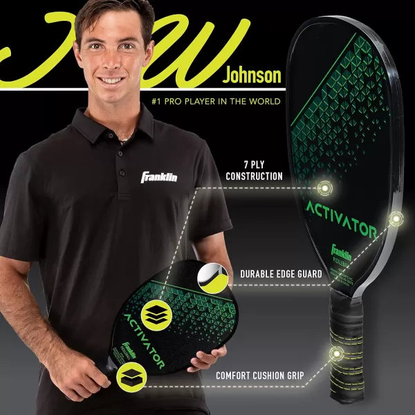 Franklin Sports Pickleball Paddle and Ball Set  Wooden Pickleball Rackets  Pickleballs  Activator  USA Pickleball USAPA Approved2 Player Set BlueGreen
