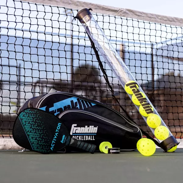 Franklin Sports Pickleball Paddle and Ball Set  Wooden Pickleball Rackets  Pickleballs  Activator  USA Pickleball USAPA Approved2 Player Set BlueGreen