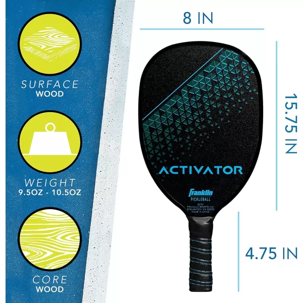 Franklin Sports Pickleball Paddle and Ball Set  Wooden Pickleball Rackets  Pickleballs  Activator  USA Pickleball USAPA Approved2 Player Set BlueGreen