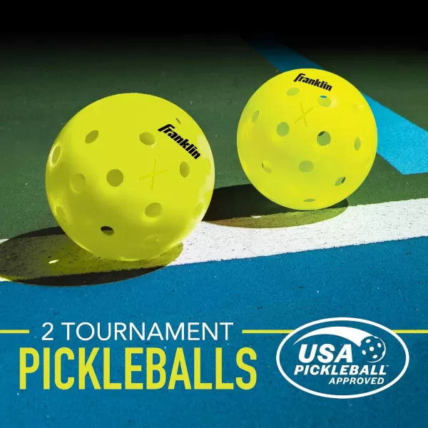 Franklin Sports Pickleball Paddle and Ball Set  Wooden Pickleball Rackets  Pickleballs  Activator  USA Pickleball USAPA Approved2 Player Set Multi