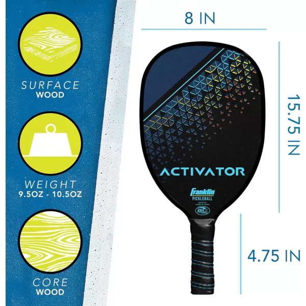Franklin Sports Pickleball Paddle and Ball Set  Wooden Pickleball Rackets  Pickleballs  Activator  USA Pickleball USAPA Approved2 Player Set Multi