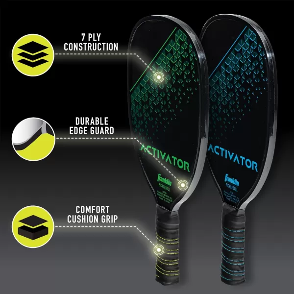Franklin Sports Pickleball Paddle and Ball Set  Wooden Pickleball Rackets  Pickleballs  Activator  USA Pickleball USAPA Approved4 Player Set  BlueGreen