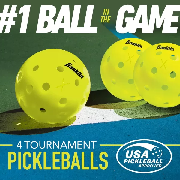 Franklin Sports Pickleball Paddle and Ball Set  Wooden Pickleball Rackets  Pickleballs  Activator  USA Pickleball USAPA Approved4 Player Set  BlueGreen