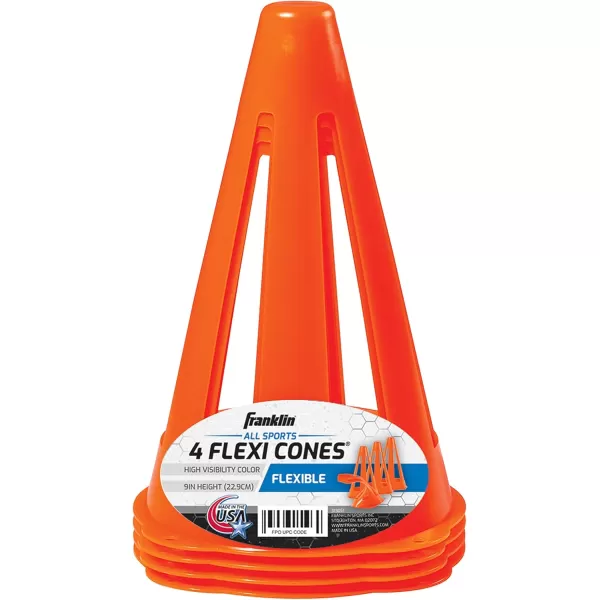 Franklin Sports Plastic Soccer Cones  Mini Sports Cones for Drills  Practice  Flexible Orange Goal Cones for Training  Games  9 InchesCones