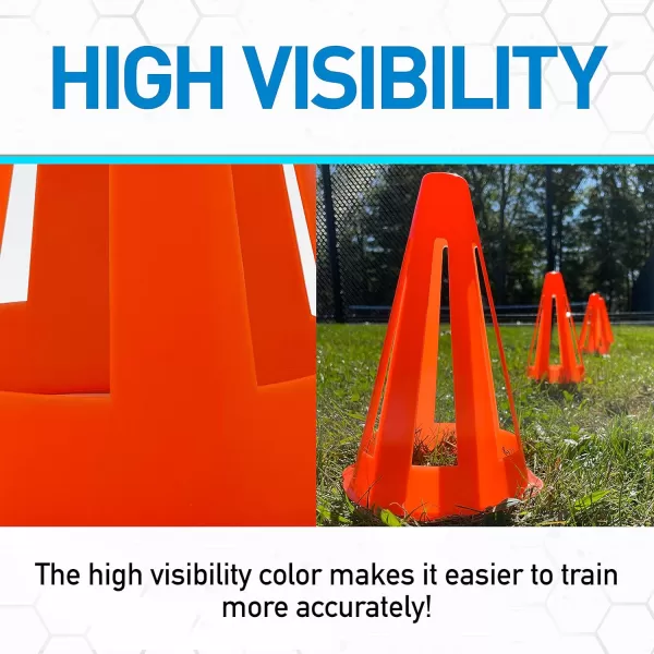 Franklin Sports Plastic Soccer Cones  Mini Sports Cones for Drills  Practice  Flexible Orange Goal Cones for Training  Games  9 InchesCones