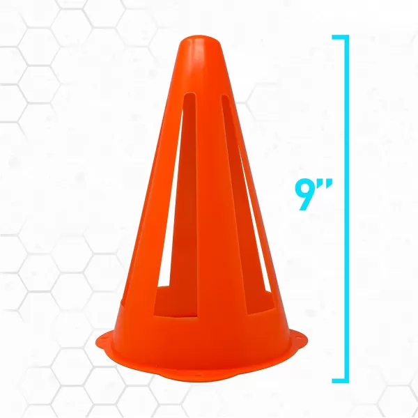 Franklin Sports Plastic Soccer Cones  Mini Sports Cones for Drills  Practice  Flexible Orange Goal Cones for Training  Games  9 InchesCones