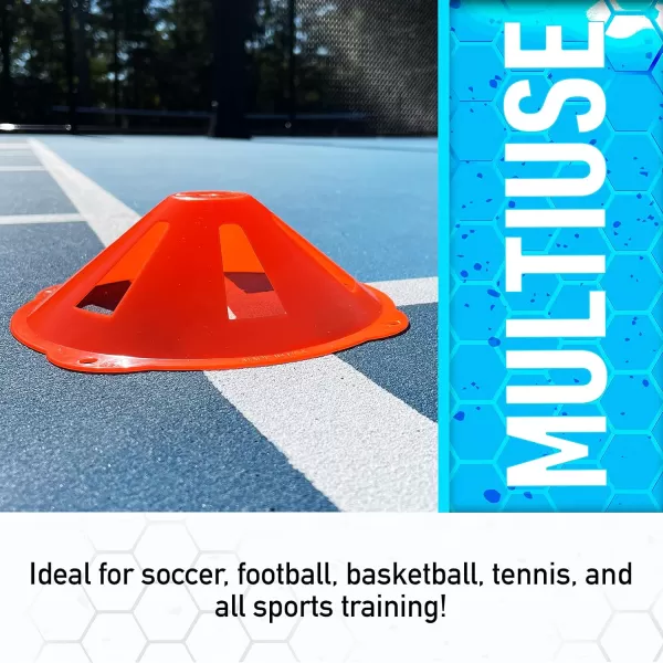 Franklin Sports Plastic Soccer Cones  Mini Sports Cones for Drills  Practice  Flexible Orange Goal Cones for Training  Games  9 InchesDiscs