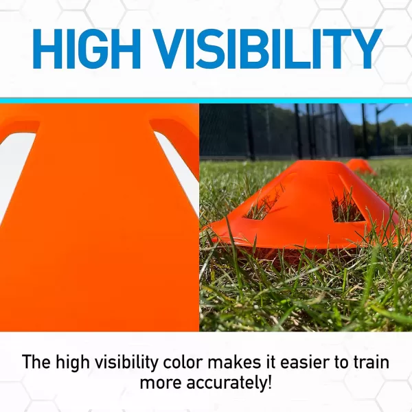 Franklin Sports Plastic Soccer Cones  Mini Sports Cones for Drills  Practice  Flexible Orange Goal Cones for Training  Games  9 InchesDiscs