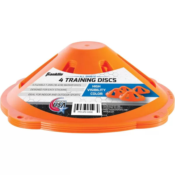 Franklin Sports Plastic Soccer Cones  Mini Sports Cones for Drills  Practice  Flexible Orange Goal Cones for Training  Games  9 InchesDiscs