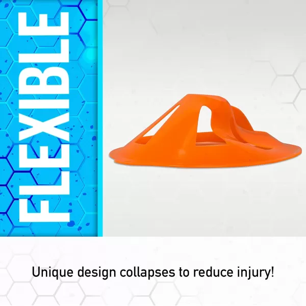 Franklin Sports Plastic Soccer Cones  Mini Sports Cones for Drills  Practice  Flexible Orange Goal Cones for Training  Games  9 InchesDiscs