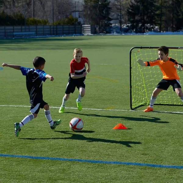 Franklin Sports Plastic Soccer Cones  Mini Sports Cones for Drills  Practice  Flexible Orange Goal Cones for Training  Games  9 InchesDiscs