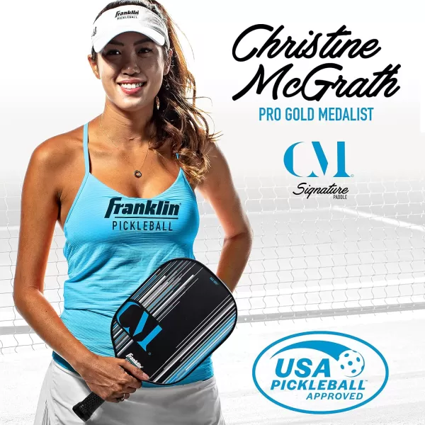 Franklin Sports Pro Pickleball Paddles  Christine McGrath Pro Player Tournament Pickleball Paddles  Polypropylene Paddle with Max Grit Surface  USA Pickleball USAPA Approved  13mm  16mm CoresBlue