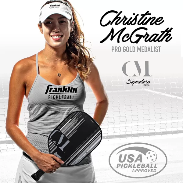 Franklin Sports Pro Pickleball Paddles  Christine McGrath Pro Player Tournament Pickleball Paddles  Polypropylene Paddle with Max Grit Surface  USA Pickleball USAPA Approved  13mm  16mm CoresBlack