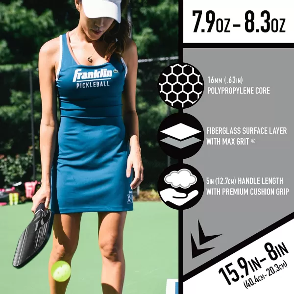 Franklin Sports Pro Pickleball Paddles  Christine McGrath Pro Player Tournament Pickleball Paddles  Polypropylene Paddle with Max Grit Surface  USA Pickleball USAPA Approved  13mm  16mm CoresBlack