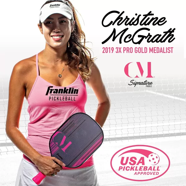 Franklin Sports Pro Pickleball Paddles  Christine McGrath Pro Player Tournament Pickleball Paddles  Polypropylene Paddle with Max Grit Surface  USA Pickleball USAPA Approved  13mm  16mm CoresPurple