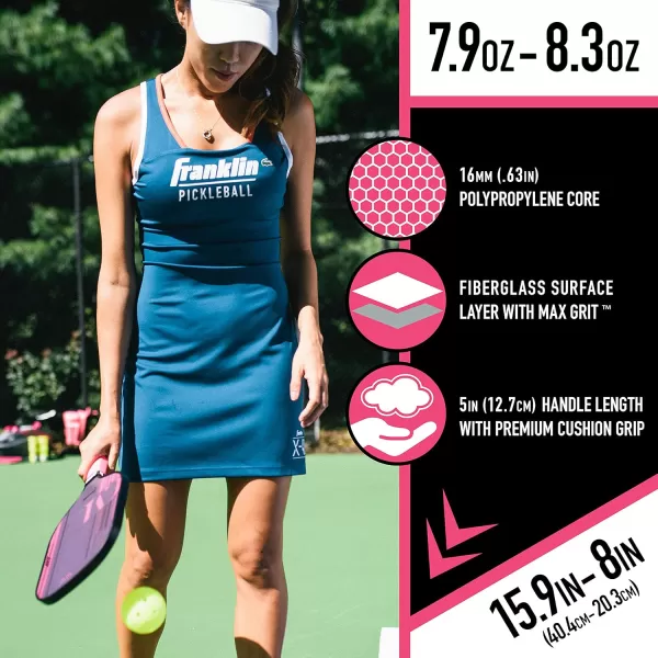 Franklin Sports Pro Pickleball Paddles  Christine McGrath Pro Player Tournament Pickleball Paddles  Polypropylene Paddle with Max Grit Surface  USA Pickleball USAPA Approved  13mm  16mm CoresPurple