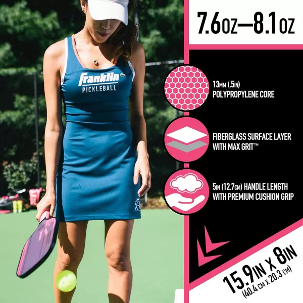 Franklin Sports Pro Pickleball Paddles  Christine McGrath Pro Player Tournament Pickleball Paddles  Polypropylene Paddle with Max Grit Surface  USA Pickleball USAPA Approved  13mm  16mm CoresPurple
