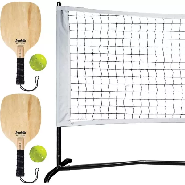 Franklin Sports Pickleball Net Set Outdoor Portable Pickleball Court Net  2 Paddles  2 Pickleballs  Half Court Set