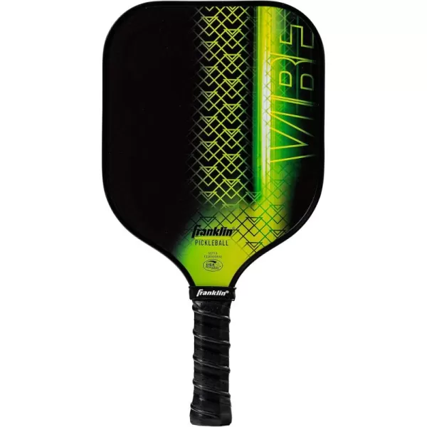 Franklin Sports Pickleball Paddle  Vibe Polypropylene Core Pickleball Racket  Official USA Pickleball USAPA Approved Pickleball Paddle  Lightweight Pro Racket  Green  13mm Thick CoreVibe Stripe