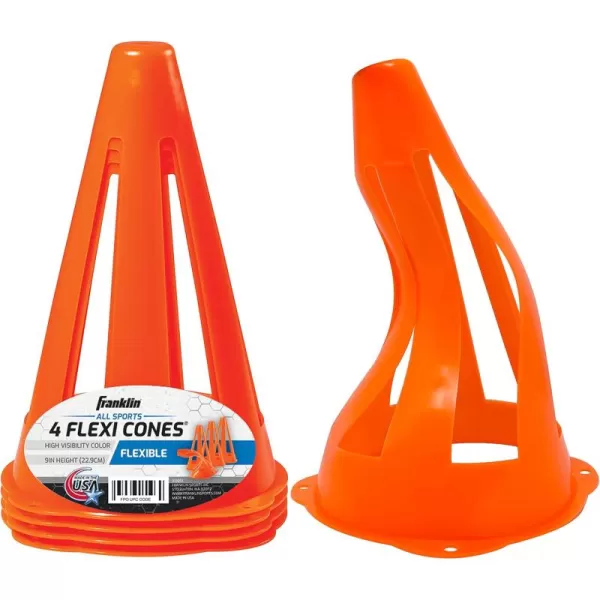 Franklin Sports Plastic Soccer Cones  Mini Sports Cones for Drills  Practice  Flexible Orange Goal Cones for Training  Games  9 InchesCones