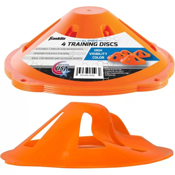 Franklin Sports Plastic Soccer Cones  Mini Sports Cones for Drills  Practice  Flexible Orange Goal Cones for Training  Games  9 InchesDiscs