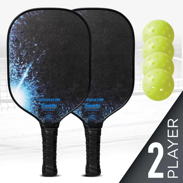 Franklin Pickleball 2 Player Carbon Fiber Paddle and X40 Pickleball Set  2 Carbon Fiber Paddles  4 X40 Balls  USA Pickleball ApprovedBlue
