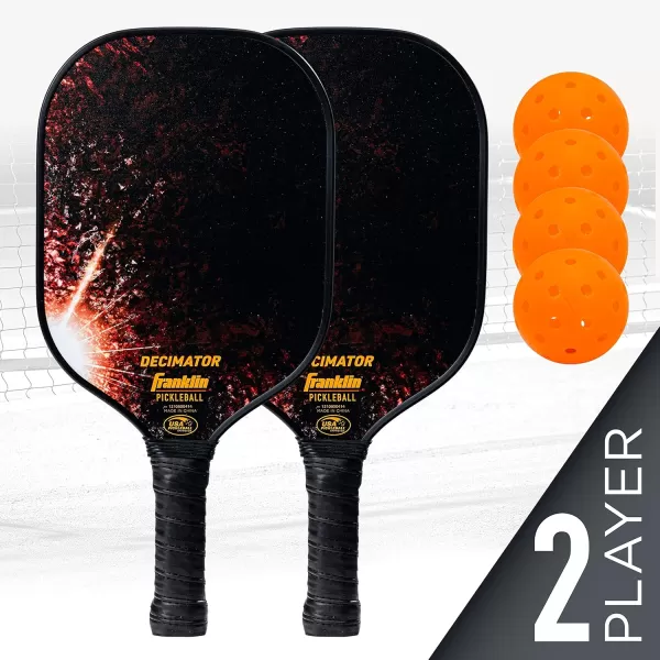Franklin Pickleball 2 Player Carbon Fiber Paddle and X40 Pickleball Set  2 Carbon Fiber Paddles  4 X40 Balls  USA Pickleball ApprovedOrange