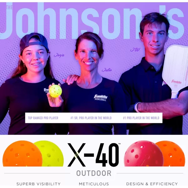 Franklin Pickleball 2 Player Carbon Fiber Paddle and X40 Pickleball Set  2 Carbon Fiber Paddles  4 X40 Balls  USA Pickleball ApprovedOrange