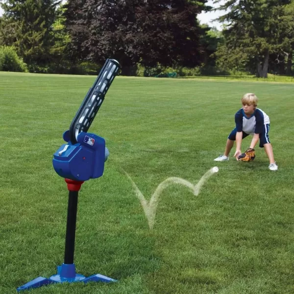Franklin Sports Baseball Pitching Machine  Adjustable Baseball Hitting ampamp Fielding Practice Machine For Kids  with 6 Baseballs  Great For PracticeBlue Small