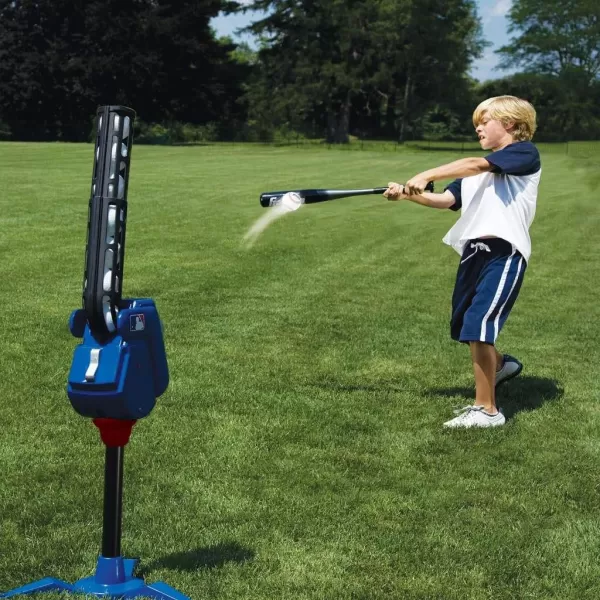 Franklin Sports Baseball Pitching Machine  Adjustable Baseball Hitting ampamp Fielding Practice Machine For Kids  with 6 Baseballs  Great For PracticeBlue Small