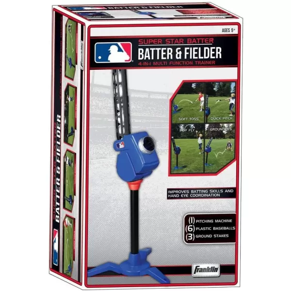 Franklin Sports Baseball Pitching Machine  Adjustable Baseball Hitting ampamp Fielding Practice Machine For Kids  with 6 Baseballs  Great For PracticeBlue Small