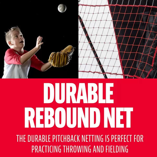 Franklin Sports Baseball Pitching Target and Rebounder Net  2in1 Switch Hitter Pitch Trainer  Pitchback Net  Pitching Target with Hitter  Strikezone Red